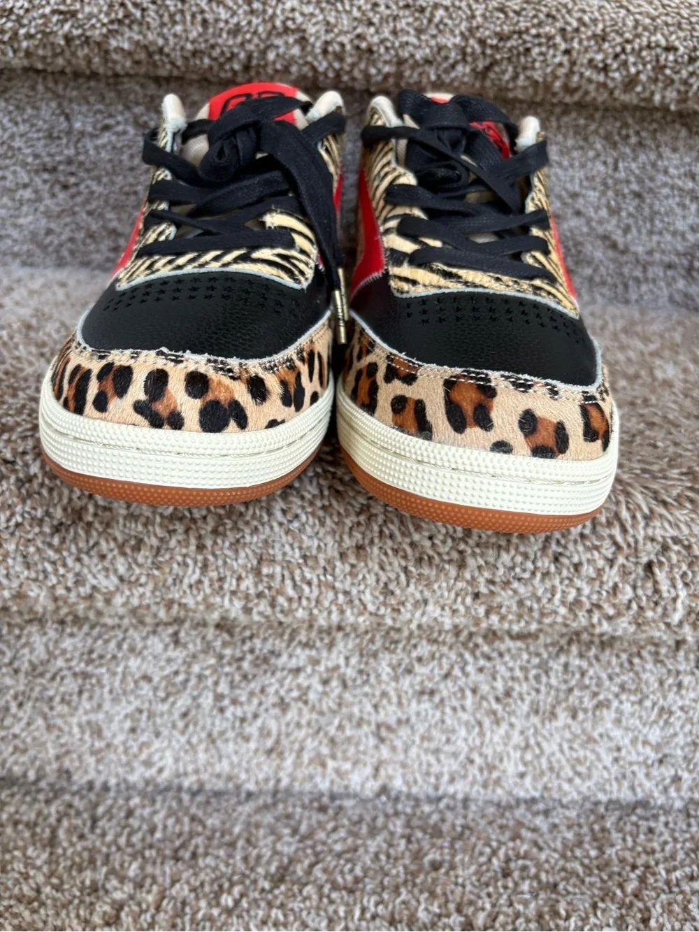 THE GOOD ALWAYS WINS Red and Tan Men’s Animal Print Sneakers